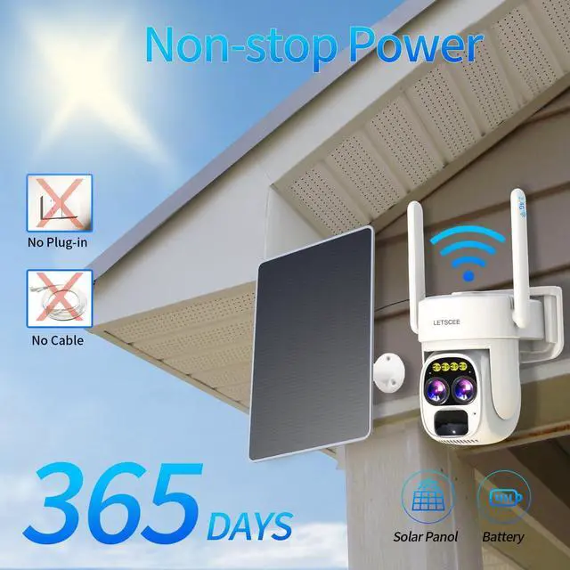 Alt view image 4 of 7 - Cameras for Home Security Outdoor Wireless,Alexa Camera Outside WiFi,360 PTZ Security Camera 10x Zoom Dual Lens, with Motion Detection,Night vision,2K Full HD,2-way audio,weather proof, No Month Fee