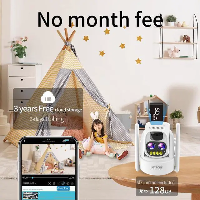 Alt view image 5 of 7 - Cameras for Home Security Outdoor Wireless,Alexa Camera Outside WiFi,360 PTZ Security Camera 10x Zoom Dual Lens, with Motion Detection,Night vision,2K Full HD,2-way audio,weather proof, No Month Fee