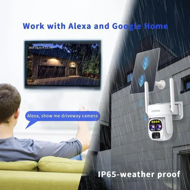 Alt view image 6 of 7 - Cameras for Home Security Outdoor Wireless,Alexa Camera Outside WiFi,360 PTZ Security Camera 10x Zoom Dual Lens, with Motion Detection,Night vision,2K Full HD,2-way audio,weather proof, No Month Fee