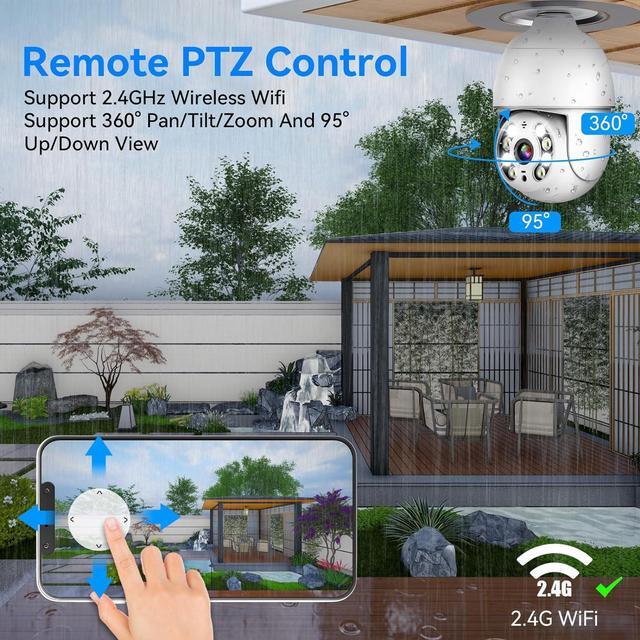 Alt view image 7 of 7 - 4MP Keilini Light Bulb Security Camera Outdoor Wireless Wifi Waterproof,Light Socket Security Camera 360,Home Wireless Security Cameras Audible Alarm