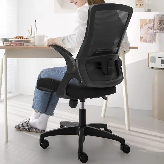 Main image of NEO CHAIR High Back Mesh Chair Adjustable Height and Ergonomic Design Home Office Computer Desk Chair Executive Lumbar Support Padded Flip-up Armrest Swivel Chair (Black)