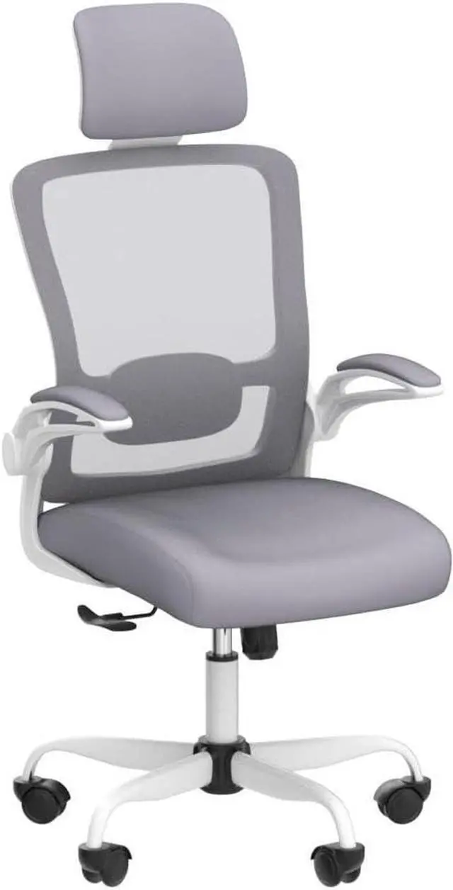 Alt view image 5 of 7 - Office Chair, High Back Ergonomic Desk Chair with Adjustable Lumbar Support and Headrest, Swivel Task Chair with flip-up Armrests for Guitar Playing, 5 Years Warranty