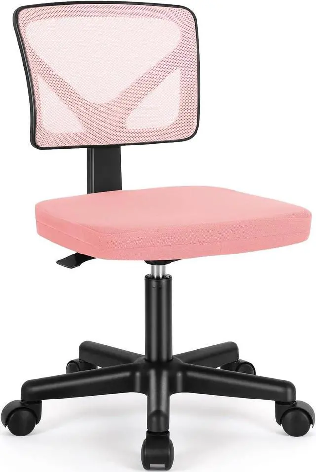 Main image of Home Office Chair Mesh Armless Computer Desk Chair Ergonomic Task Rolling Swivel Chair Adjustable Modern Chair with Lumbar Support, Pink