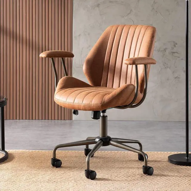 Main image of Home Office Desk Chair Computer Chair with Mid Back Support Armrest Executive Rolling Swivel Height Adjustable Task Chair for Office,Living Room,Studying (Brown)