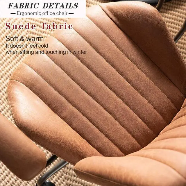 Alt view image 7 of 7 - Home Office Desk Chair Computer Chair with Mid Back Support Armrest Executive Rolling Swivel Height Adjustable Task Chair for Office,Living Room,Studying (Brown)