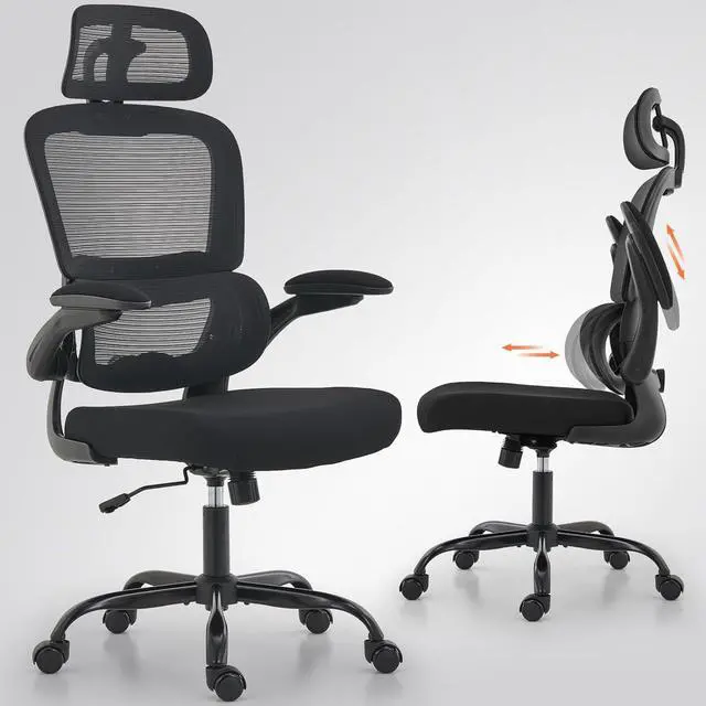 Alt view image 2 of 7 - Office Chair Ergonomic Desk Chair, 330 LBS Home Mesh Office Desk Chairs with Wheels, Comfortable Gaming Chair, High Back Office Chair for Long Hours, Office Chair for Study and Work (Black)