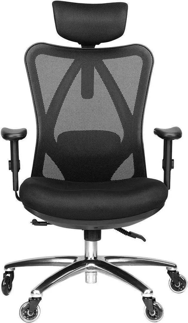 Main image of Duramont Ergonomic Office Chair - Adjustable Desk Chair with Lumbar Support and Rollerblade Wheels - High Back Chairs with Breathable Mesh - Thick Seat Cushion, Head, and Arm Rests - Reclines