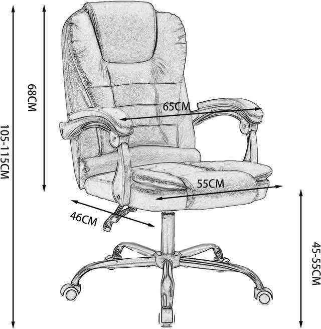 Alt view image 3 of 7 - Office Chair Heavy Duty Executive Reclining Computer Swivel Chair (Black)