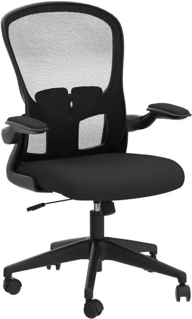 Alt view image 5 of 7 - Office Desk Chairs, Ergonomic PC Desk Chair with Wheels, Adjustable Lumbar Support and Height, Swivel Computer Chair with Flip-up Armrests, Ergo Mesh Backrest for Working (Black)