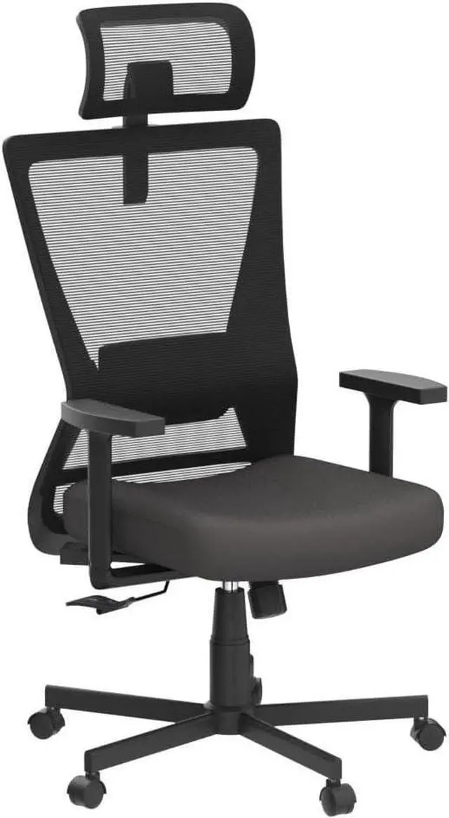 Alt view image 4 of 7 - Ergonomic Office Chair, High Back Desk Chair, Computer Mesh Chair with Lumbar Support, Adjustable Headrest & 2D Armrest, 90°-135°Tilt Function, 360° Swivel Home Office Task Chair, Black