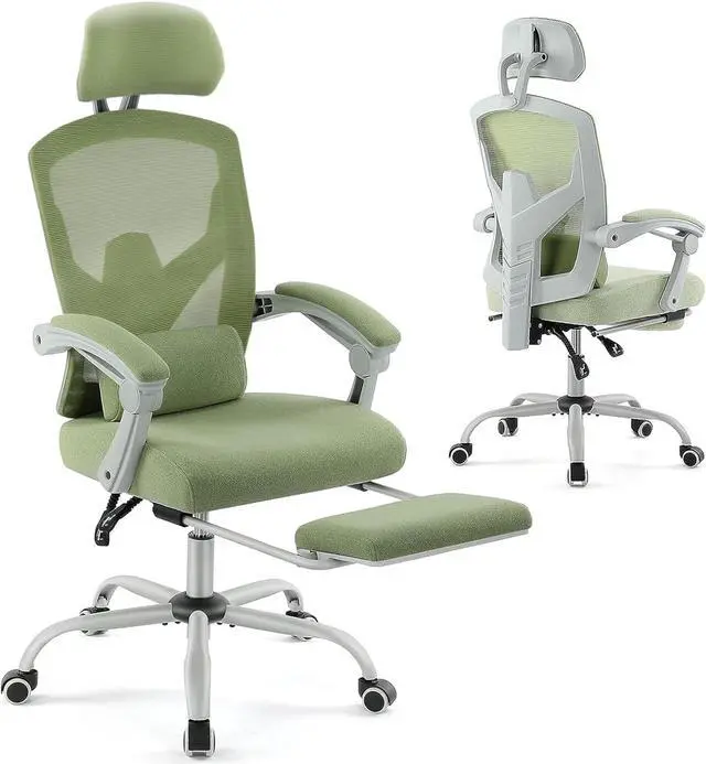 Alt view image 3 of 7 - Ergonomic Office Chair- Home Office Desk Chairs with Foot Rest, Adjustable High Back Computer Drafting Chair with Wheels