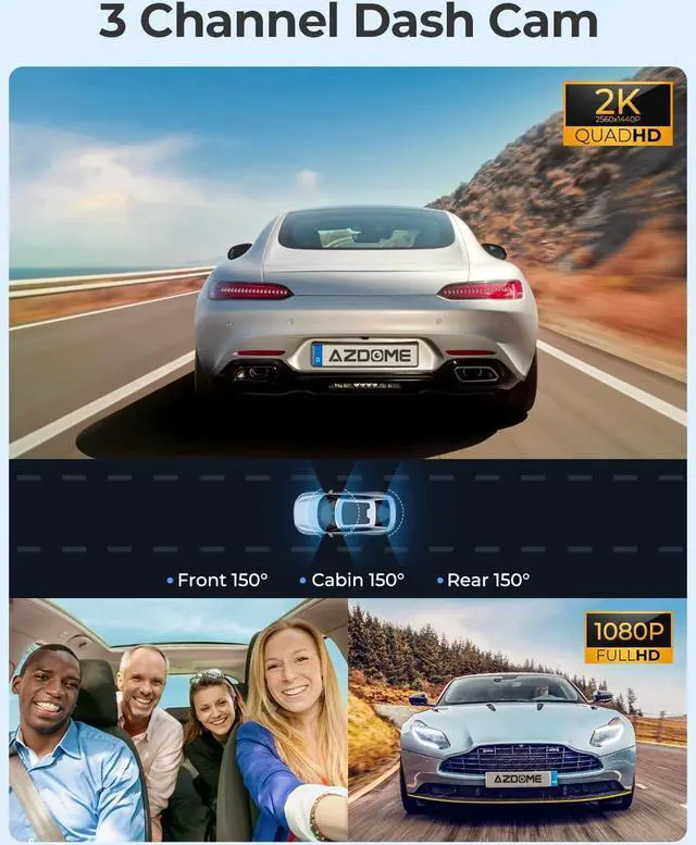 Alt view image 2 of 7 - M550 4K WiFi 3 Channel On Dash Cam, Dual Front and Rear for Car 4K+1080P Free 64GB Card, Built-in GPS 24H Parking Mode IR Night Vision WDR 3.19" IPS, Max up Support to 256GB, Easy to Install