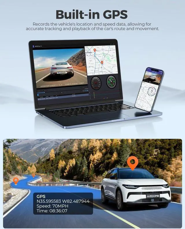 Alt view image 5 of 7 - M550 4K WiFi 3 Channel On Dash Cam, Dual Front and Rear for Car 4K+1080P Free 64GB Card, Built-in GPS 24H Parking Mode IR Night Vision WDR 3.19" IPS, Max up Support to 256GB, Easy to Install
