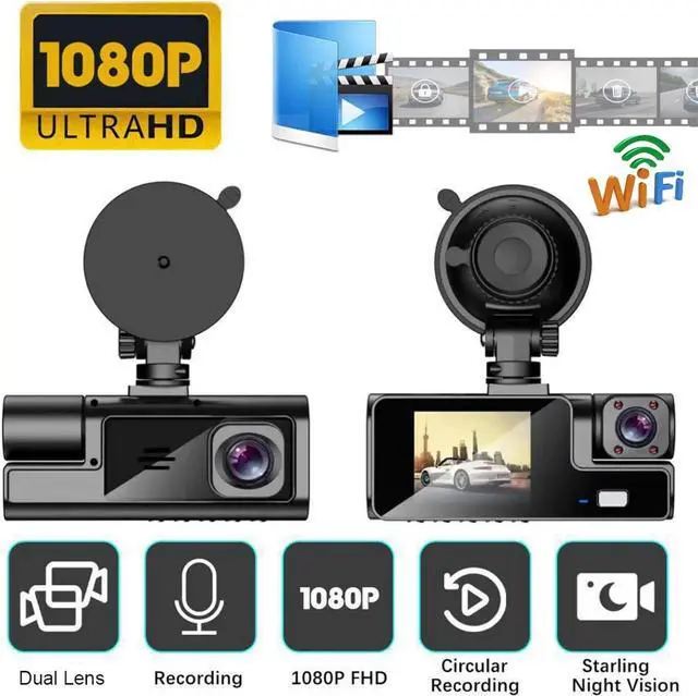 Alt view image 2 of 7 - New Upgrade Dash Cam Front and Inside 1080P FHD Dash Camera for Cars with Infrared Night Vision Driving Recorder WiFi HD Front+Car 2 Lens Free of Installation of 24-Hour Monitoring DVR