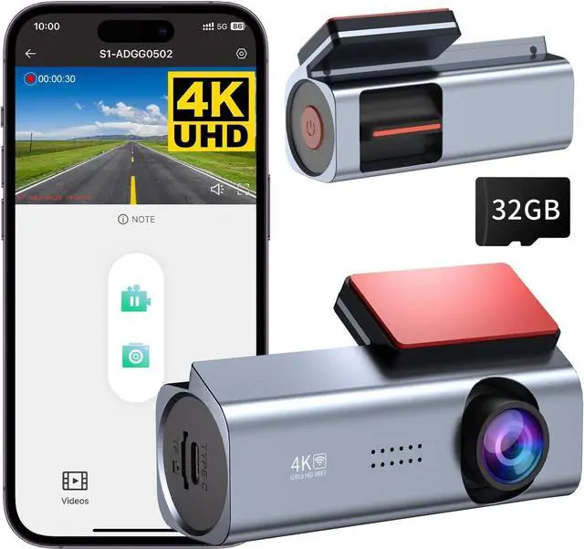Main image of Dash Cam 4K Front Dash Camera for Cars 2160P WiFi Dashcam with APP 24 Hours Parking Mode WDR Free 32G Card G-Sensor Loop Recording Night Vision