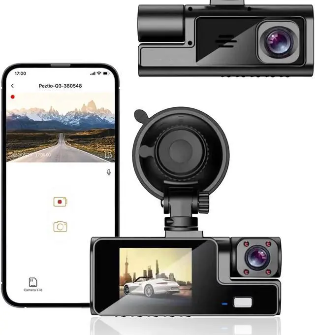 Main image of Car Dash Cam,Front and Inside 1080P FHD Dash Camera for Cars with Infrared Night Vision 140 Degrees Wide Parking Monitor Loop Recording APP (Black)