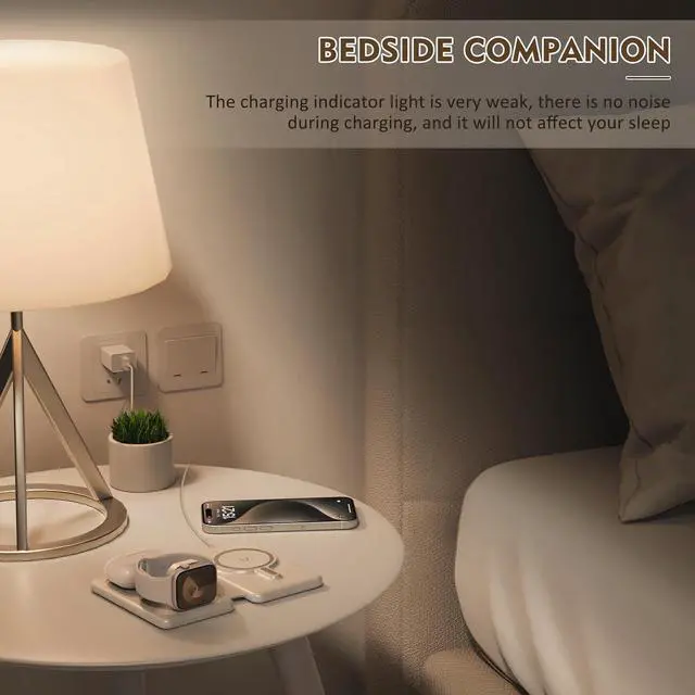 Alt view image 7 of 7 - Magnetic Wireless Charger for iPhone: 3 in 1 Travel Charging Station for Apple Devices for iPhone 15 14 13 12 Pro Max Plus - Foldable Charging Pad for Apple Watch Series & Airpods 3 2 Pro
