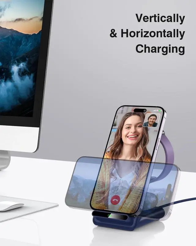 Alt view image 5 of 7 - Wireless Charging Station,3 in 1 Wireless Charging Stand Made for Apple Watch Ultra 9 8 7 6 SE 5 4 3,Fast Wireless Charger Made for iPhone 15/Plus/Pro Max/14/13/12/11/X,for AirPods Pro(with Adapter)