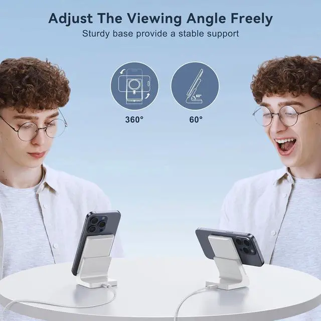 Alt view image 5 of 7 - Magnetic Wireless Charger for iPhone: Portable Power Bank 5000mAh - Detachable Mag-Safe Battery Pack Compatible with iPhone 15 14 13 12 Pro Max Pro Plus Mini, with Fast Charging Stand & USB-C Cable