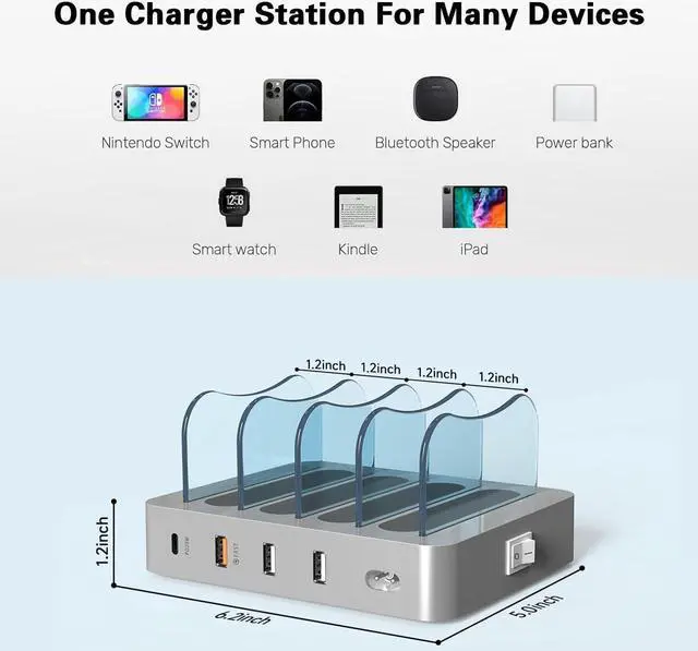 Alt view image 6 of 7 - USB Charging Station - Charging Dock - 4-Port - Fast Charging Station for Multiple Devices - Docking Station - Smart Charging Station Dock - Multi Charging Station for Cell Phones and Tablets