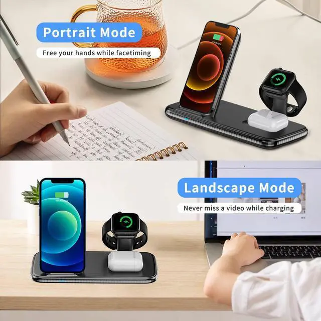 Alt view image 6 of 6 - Charging Station for Multiple Devices Apple,3 in 1 Apple Charging Station,Wireless Charging Station for iPhone 13/12/11 Pro/Pro Max/XS/XS Max/XR/XS/X,iWatch7/6/SE/5/4/3/2, AirPods Pro/3/2/1