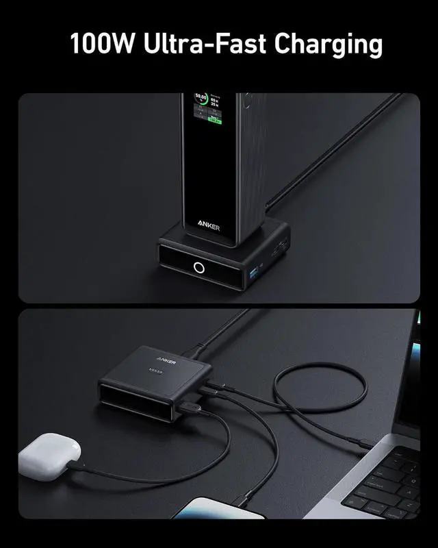 Alt view image 4 of 6 - Anker Charging Base, 100W Fast Charging with 4 Ports, for Anker Prime Power Bank, Compatible with MacBook, iPhone 15/15 Plus/15 Pro/15 Pro Max/14 Series, Samsung, Pixel (Power Bank Not Included)