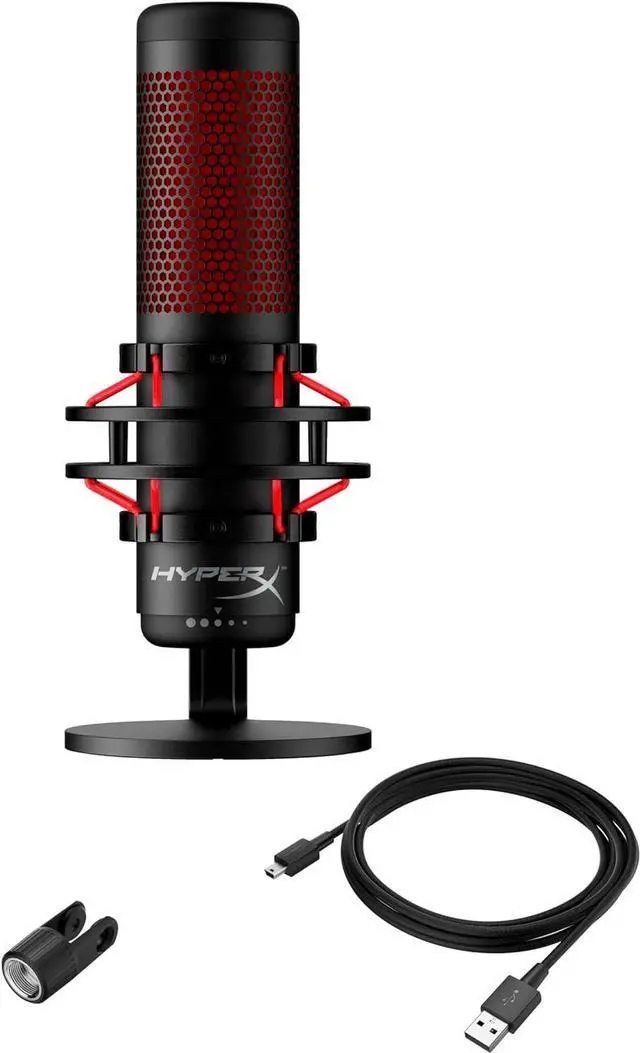 Alt view image 6 of 7 - HyperX QuadCast - USB Condenser Gaming Microphone, for PC, PS4, PS5 and Mac, Anti-Vibration Shock Mount, Four Polar Patterns, Pop Filter, Gain Control, Podcasts, Twitch, YouTube, Discord, Red LED