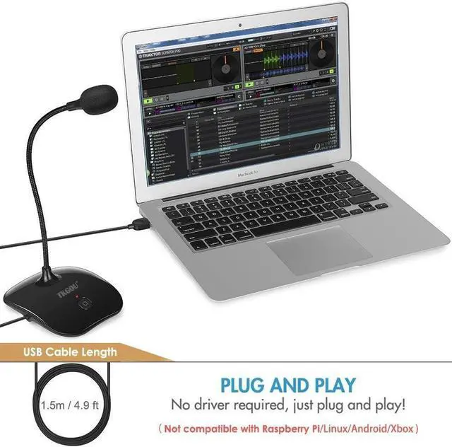 Alt view image 4 of 7 - USB Microphone for PC, Computer Microphone, PC Microphone with Mute Button & LED Indicator, Laptop Desktop Condenser Mic, Great for Podcast, Gaming, Streaming, Recording - Windows & Mac