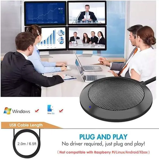 Alt view image 6 of 6 - Conference USB Microphone, Computer Desktop Mic with LED Indicator,  Plug & Play Omnidirectional Condenser PC Laptop Mics for Online Meeting/Class,Skype,Recording,Chatting,Zoom,(Windows/Mac OS X)