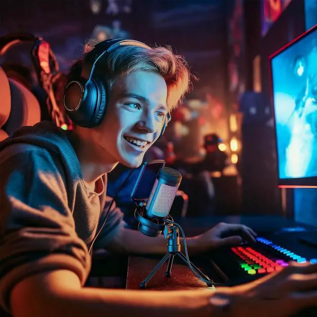 Alt view image 7 of 7 - Gaming Mic, USB Microphone for PC Computer, Cardioid Condenser Mic with Adjustable RGB Modes & Brightness, Quick Mute, Gain Control, for Streaming, Podcasting, Recording, PS4/5 Desktop Mic TC310