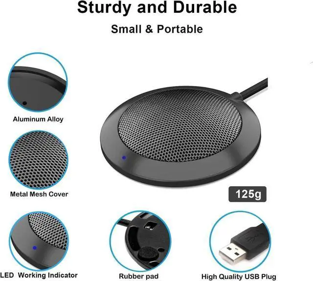 Alt view image 5 of 6 - Conference USB Microphone, Computer Desktop Mic with LED Indicator,  Plug & Play Omnidirectional Condenser PC Laptop Mics for Online Meeting/Class,Skype,Recording,Chatting,Zoom,(Windows/Mac OS X)