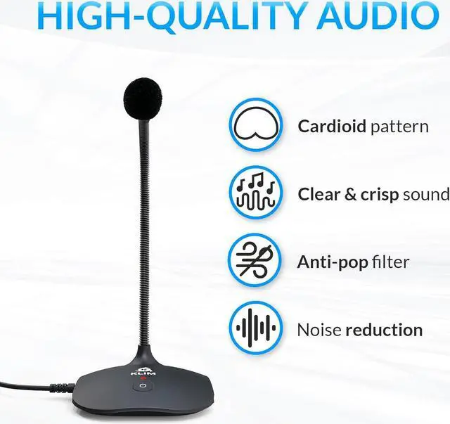 Alt view image 3 of 6 - KLIM Talk USB Desk Microphone for Computer - New Version 2024 - Compatible with Any PC Laptop Mac PS4 - Professional Desktop Mic with Stand - Recording Gaming Streaming YouTube Podcast Mics