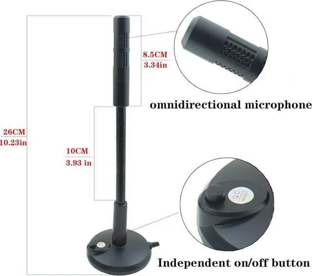 Alt view image 2 of 4 - 3.5mm Male Microphone, Plug and Play Desktop Laptop gooseneck Microphone, Suitable for Games, Meetings, Recording, podcasts, Games, and Online Chat