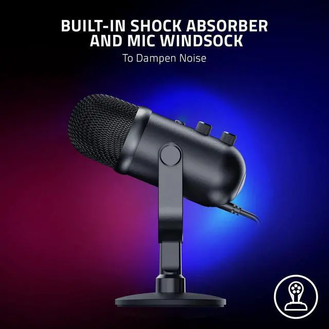 Alt view image 6 of 6 - Seiren V2 Pro USB Microphone for Streaming, Gaming, Recording, Podcasting on PC, Twitch, YouTube: High Pass Filter - Mic Monitoring and Gain Control - Built-in Shock Absorber and Mic Windsock