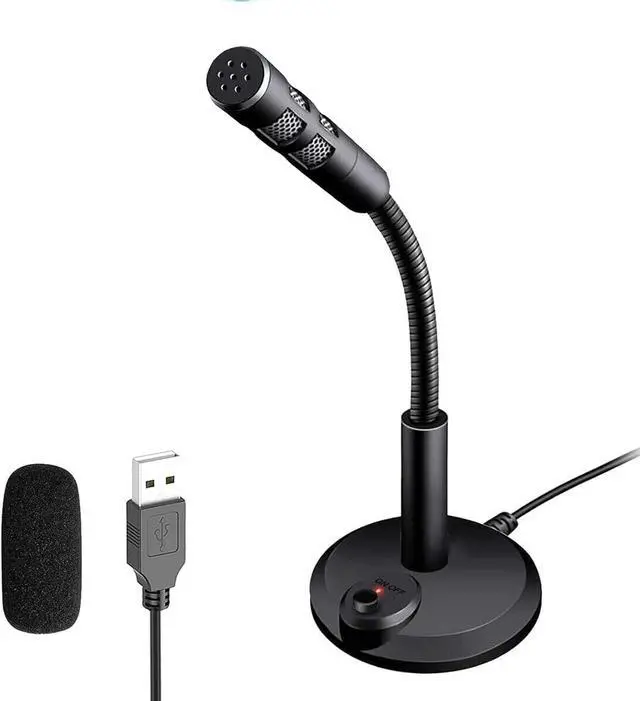Main image of USB Computer Microphone,Plug and Play Desktop PC Laptop Microphone with Mute Button and LED Indicator for Streaming,Podcasting,Recording,Gaming,Skype,YouTube Mic for Mac or Window Black.