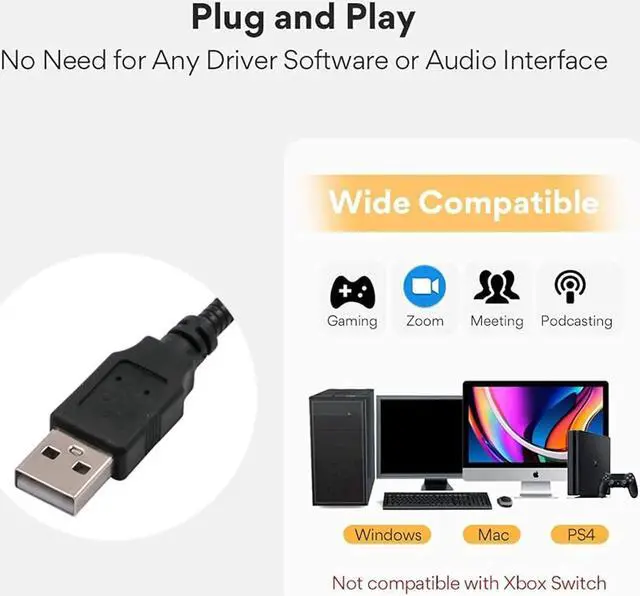 Alt view image 5 of 6 - Mini USB Microphone for Laptop and Desktop Computer,Plug&Play,with Adjustable Gooseneck,Compatible with PC&Mac,Portable Condenser Mic for Online Class,Remote Work,Gaming,Podcasting(Black)