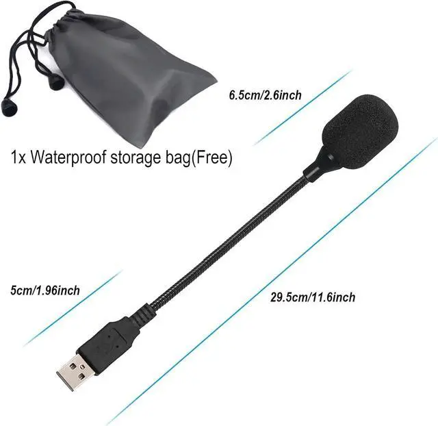 Alt view image 6 of 6 - Mini USB Microphone for Laptop and Desktop Computer,Plug&Play,with Adjustable Gooseneck,Compatible with PC&Mac,Portable Condenser Mic for Online Class,Remote Work,Gaming,Podcasting(Black)