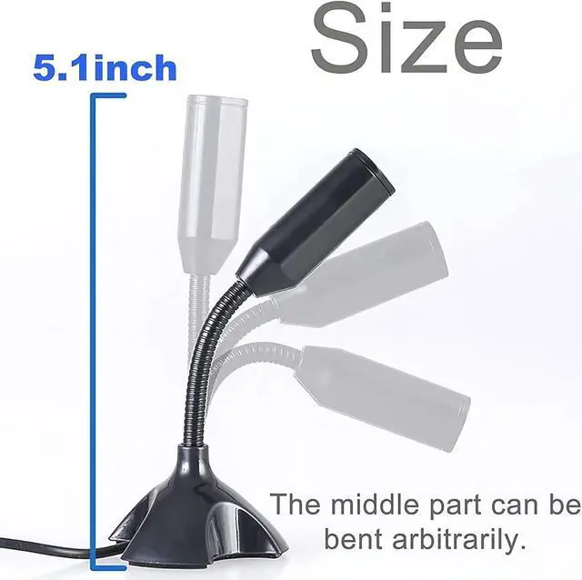 Alt view image 4 of 6 - Mini USB Microphone for Desktop Computer and Laptop,Portable USB Condenser Mic With Adjustable Stand,Compatible with PC/Mac,Plug & Play,Ideal for Meeting,Online Class,Games,Remote work(Black)
