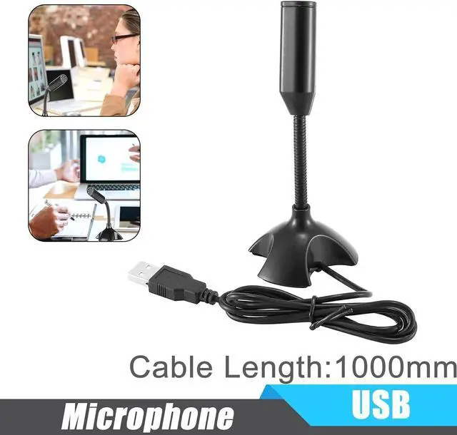 Alt view image 5 of 6 - Mini USB Microphone for Desktop Computer and Laptop,Portable USB Condenser Mic With Adjustable Stand,Compatible with PC/Mac,Plug & Play,Ideal for Meeting,Online Class,Games,Remote work(Black)