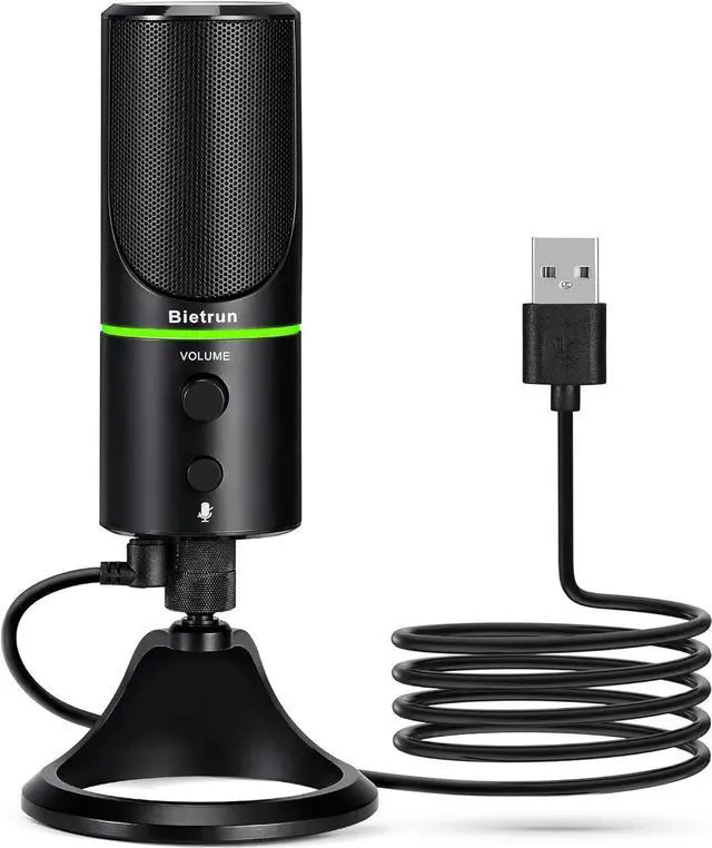 Main image of USB Microphone, Computer Condenser Gaming Mic for Desktop/Laptop/PS4/5, Headphone Jack, Volume Control, Plug & Play, for Podcast, Streaming, Studio Recording