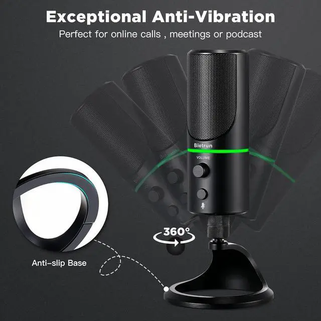 Alt view image 7 of 7 - USB Microphone, Computer Condenser Gaming Mic for Desktop/Laptop/PS4/5, Headphone Jack, Volume Control, Plug & Play, for Podcast, Streaming, Studio Recording