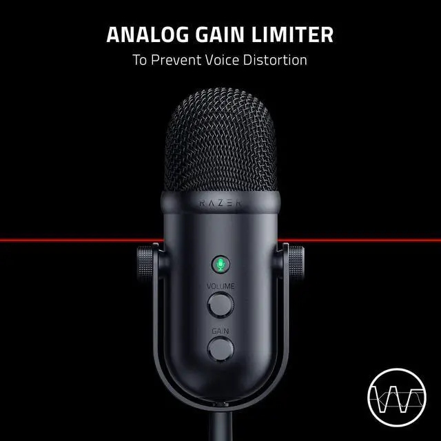 Alt view image 4 of 6 - Seiren V2 Pro USB Microphone for Streaming, Gaming, Recording, Podcasting on PC, Twitch, YouTube: High Pass Filter - Mic Monitoring and Gain Control - Built-in Shock Absorber and Mic Windsock