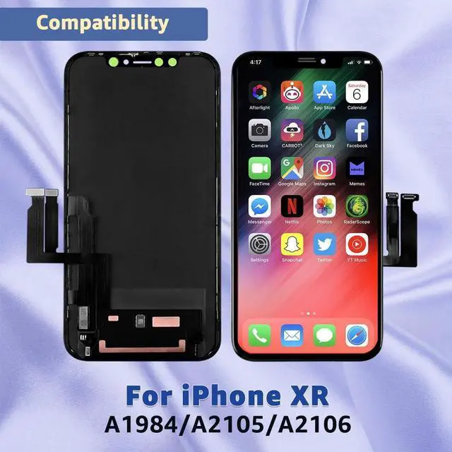 Alt view image 2 of 7 - for iPhone XR Screen Replacement Kit COF Full HD LCD Display 3D Touch Digitizer Frame with Repair Tool for Model A1984, A2105, A2106, A2107 Black 6.1 inch