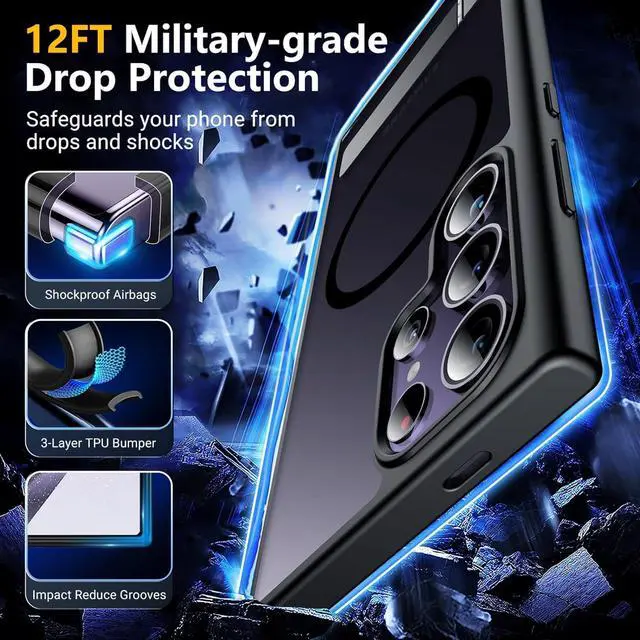 Alt view image 3 of 7 - Magnetic for Samsung Galaxy S24 Ultra Case, [3 Stand Ways][ Military Grade Drop Protection] with Invisible Stand Translucent Matte Case for Samsung S24 Ultra 6.8",Black