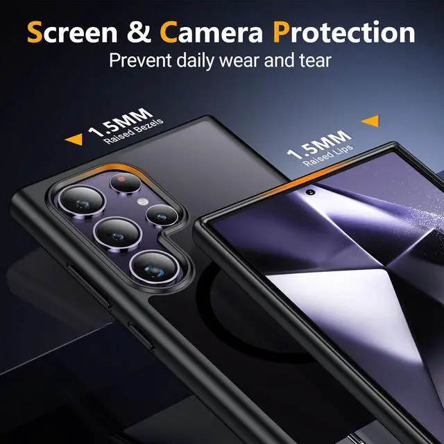 Alt view image 4 of 7 - Magnetic for Samsung Galaxy S24 Ultra Case, [3 Stand Ways][ Military Grade Drop Protection] with Invisible Stand Translucent Matte Case for Samsung S24 Ultra 6.8",Black