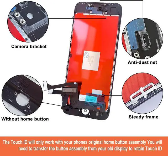 Alt view image 5 of 6 - for iPhone 8/SE 2020 Screen Replacement 4.7 inch Frame Assembly Display 3D Touch Screen LCD Digitizer with Repair Tools Kit Tempered Glass Screen Protector for A1863, A1905, A1906 (Black)