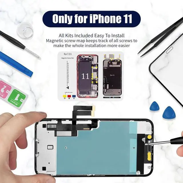 Alt view image 6 of 7 - for iPhone 11 Screen Replacement 6.1 Inch Full HD 3D Touch Screen LCD Display Digitizer (for Model A2111, A2223, A2221) with Repair Kits and Screen Protector