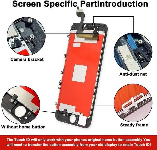 Alt view image 2 of 7 - for iPhone 6S LCD Screen Replacement Black 4.7 Inch Frame Assembly Display 3D Touch Screen Digitizer with Repair Tools Kit Tempered Glass Screen Protector for A1633, A1688, A1700 (Black)