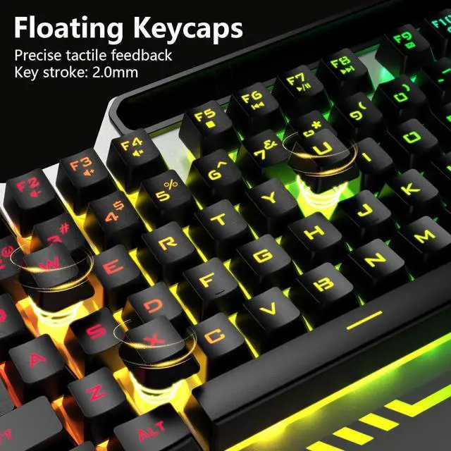 Alt view image 5 of 7 - AULA Keyboard, T102 104 Keys Gaming Keyboard and Mouse Combo with RGB Backlit Number Pad, All-Metal Panel Waterproof Light Up PC Keyboard, USB Wired Computer Keyboards Gaming for MAC Xbox PC Gamer