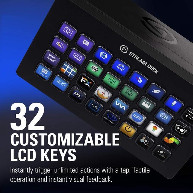 Alt view image 3 of 7 - Stream Deck XL  Advanced Studio Controller, 32 macro keys, trigger actions in apps and software like OBS, Twitch, ?YouTube and more, works with Mac and PC